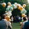 60pcs 12inch Sage Green White Metallic Gold Confetti Balloons (White Gold Green) 12.6 x 7.9 x 0.45 inches